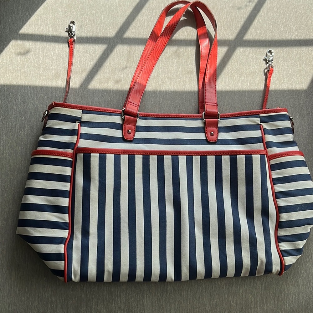 Stella dot keep it in the bag breton stripe diaper bag and changing pads (3)